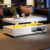 Coffee Table White High Gloss Tea Table with LED RGB Lights 2 Drawer Storage