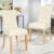 2/4pcs Cream Faux Leather Padded Dining Chairs Wooden Leg Kitchen Dinner Seat