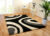 MEDIUM – EXTRA LARGE THICK SHAGGY BLACK GREY CREAM / IVORY WHITE PATTERNED RUG