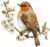 Spring Floral Robin Bird Wall Art Bedroom Nursery Colourful Vinyl Sticker Decal