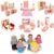 Family Dolls Playset Wooden Figures Furniture for Children House Pretend Gift