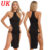 UK Womens Halter Neck High Slit Legs Knee Length Dress Cheongsam Style Nightgown