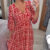 Summer V Neck Dress Womens Lady Loose Dresses Floral Seaside Holiday Maxi Dress