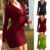 Women Mini Sexy V neck  Long Sleeve Dress Ladie Slim Elastic Bodycon Party Dress