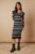 Oasis Womens Knitted Dress Black Striped Ribbed V Neck Midi Long Sleeve