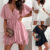 Womens Chiffon Ruffle Mini Wrap Dress Ladies Short Sleeve Summer Beach Sundress