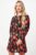 Dorothy Perkins Womens Mini Dress Rose Floral Shirred Waist Long Sleeve