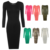 Womens Bodycon Stretch Plain Long Sleeve Ladies Round Neck Midi Dress