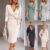 2024 Women Knitted Long Party Stretch Bodycon V Neck Wrap Tie Split Jumper Dress