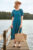 Seasalt Women’s Dress – teal Grass Wave Linen Midi Dress – Regular – Mast