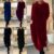 Womens Long Sleeve O Neck Solid Cotton A Line Maxi Dress Oversize Abaya Dresses