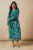 Oasis Womens Midi Dress Green Floral Print Crew Neck Long Sleeve Elegant