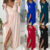 Womens Wrap V Neck Split Maxi Long Dress Evening Cocktail Party Dress Ball Gown