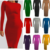 WOMENS LADIES LONG SLEEVE MIDI DRESS STRETCH BODYCON PLAIN JERSEY 8-26