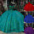 Princess Quinceanera Dresses Ball Gown Beaded 3D Flowers Sweet 15 Prom Gowns