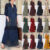 UK stock Women Front Buttons Full Sleeve Long Maxi Dress Baggy Kaftan Plus