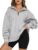 Timuspo Women’s Oversized Half Zip Sweatshirt Casual Long Sleeve Quarter Zipper Collar Drop Shoulder Solid Pullover Top