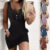 Women Button Sleeveless Ribbed Knit Bodycon Mini Dress Ladies Jumper Tank Dress