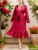 Ruffle Hem Belted Dress, Elegant Crew Neck Long Sleeve Dress For Spring & Fall,