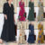 Women Long Sleeve Button Up Collar  A Line Maxi Dress Casual Loose Shirt Dresses