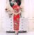 New Luxurious Red Satin Floral Chinese Long Dress Cheongsam Qipao lcdress197