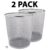 2 x METAL MESH WASTE PAPER BIN FOR OFFICE HOME USE BEDROOM – LIGHTWEIGHT SILVER