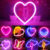 USB&Battery LED Heart Shape Neon Sign Lights Wall Hanging Valentines Day Decor