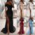 Women’s Prom Dress Party Dress Sequin Dress  Maxi Dress Short Sleeve Pure Color