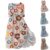 Womens Summer Dresses Boho Floral Lapel Neck Button Lace-Up Flowy Sundress