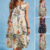 Summer Women Round Neck Floral Printed Short Dress Party Dresses Sundress 8-2