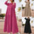 ZANZEA Womens O-Neck Button Long Sleeve Casual Loose Layered Long Dress Kaftan