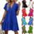 Women Italian V-Neck Smock Dress Ruffle Hem Summer Beach Pleated Swing Mini Top