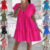 Ladies V Neck Smock Dress Women’s Summer Beach Pleated Swing Mini Dress Top Plus