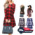 Womens Plaid Check Print Swing Skater Dress Ladies Long Sleeve Tartan Top 8-26