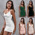 Women Satin Silk Mini Dress Bodycon Sleeveless Drawstrings Party Dresses SIZE uk