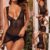 Women’s Seductive Black Mesh See Through Short Dress Nightclub Beachwear