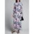 Les Reveries High-Neck Silk Bias Pink Blue Floral-Print Dress Sz 12, Retail $585