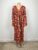 River Island Orange Floral Knot Tie Front Long Flute Sleeve Midi Dress Uk 10 £55