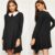 Ladies Long Sleeve Swing Dress Peter Pan Collar Mini Skater Flared Dress