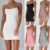 Women Bodycon Mini Tank Dress Spaghetti Strap Solid Sexy Party Club Wear Dresses