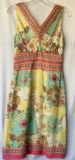 Nicole Miller Silk Sleeveless Floral Print Lined Dress V-neck Size 4
