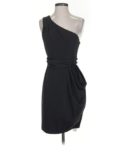 Black Halo Black One-Shoulder Draped Waist Cocktail Dress 8