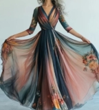 Bohemian Beautiful Chiffon Flower Dress Made by Light Comfortable Soft Material