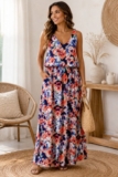 Lily Rose Womens Large Floral Maxidress Criss Cross Back Boho Light Flowy Summer