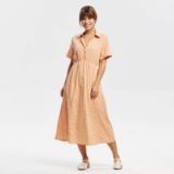 Women Short Sleeve Button-Front Midi Shirtdress – Universal Thread