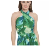 Printed Chiffon Halter Neck Dress
