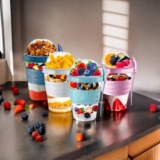 Kids Yogurt Cup with Spoon Overnight Oats Cereal Breakfast On the Go  600ML New