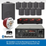10 Speaker 5 Zone Background Music Kit Bluetooth Sound System Restaurant Bar
