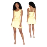 Wild Fable Women’s Yellow Cowl Neck Drop Waist Satin Sheath Dress Size Medium