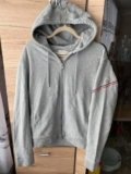 Moncler Men’s Grey Full Zip Hooded Logo Cotton Jersey Hoodie Size XXL